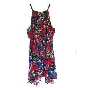 Lane Bryant Floral Halter Handkerchief Hem Dress
